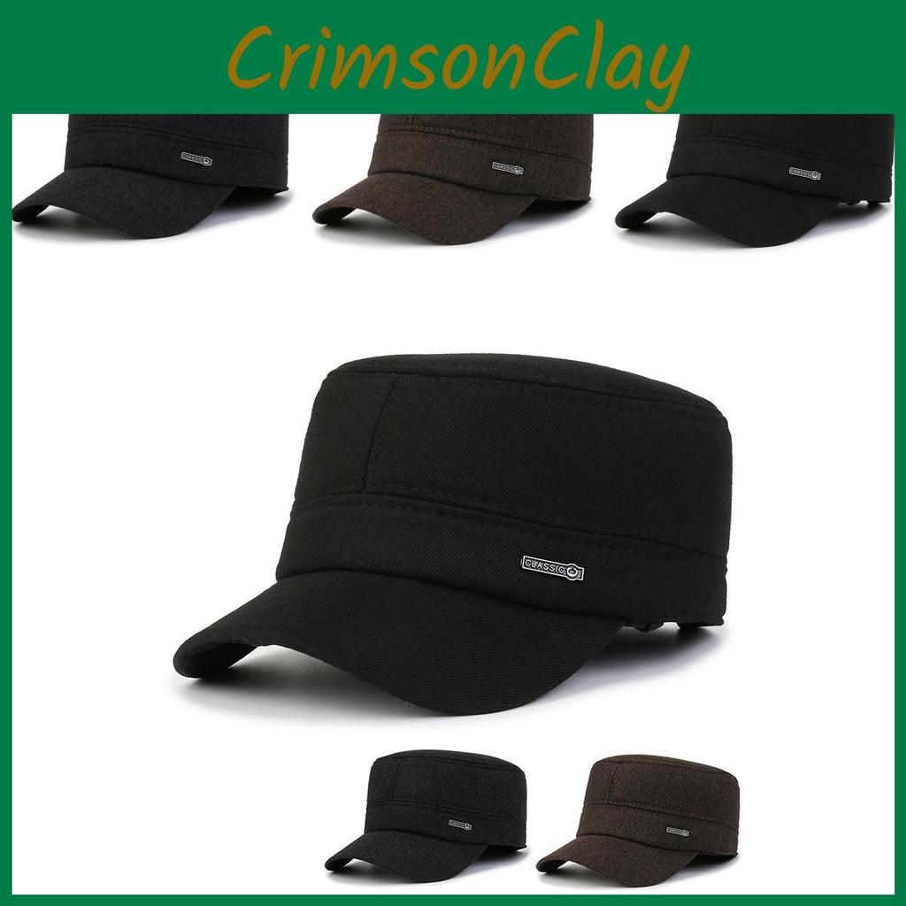 Classic Letters Men Warm Flat Cap Winter Ear Protection Thickened Outdoor Travel