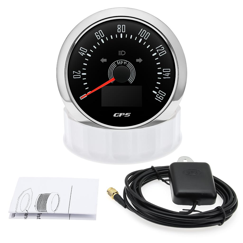 85MM Digital GPS Speedometer 0-160MPH 0-200KMH Speed Meter With GPS Antenna For Car Marine Boat 7 Color Backlight Speed Gauge