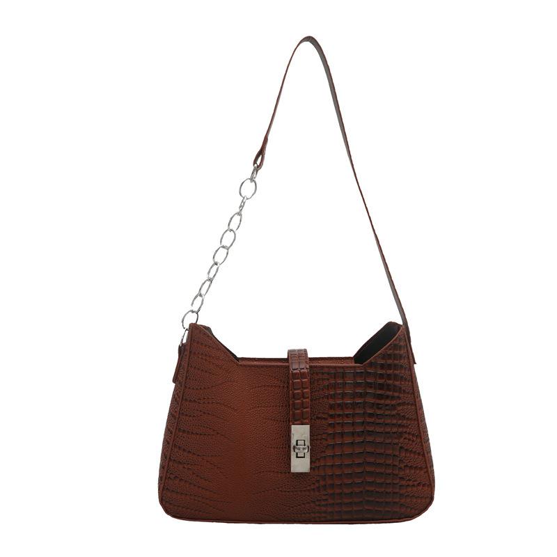 2025 Spring and Summer New Women's Fashion Retro Crocodile Pattern Texture Handbag European and American Trend Shoulder Bag Underarm Bag