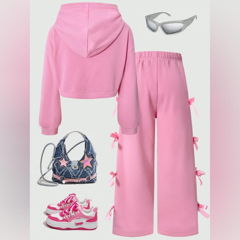 Kids Cartoon Casual Fashion Outfit Set Long Sleeve Top & Pants