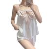 Summer Loungewear Pajamas Women'S Simple Big Bow Cool Ice Silk Suspender Shorts Set