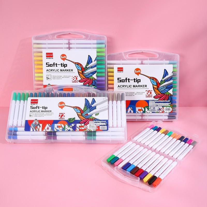 Acrylic Markers: 12, 48, 60, 80 Water-Based Colors for Student Art, Anime, Hand-Painting, Coloring, and Doodling.