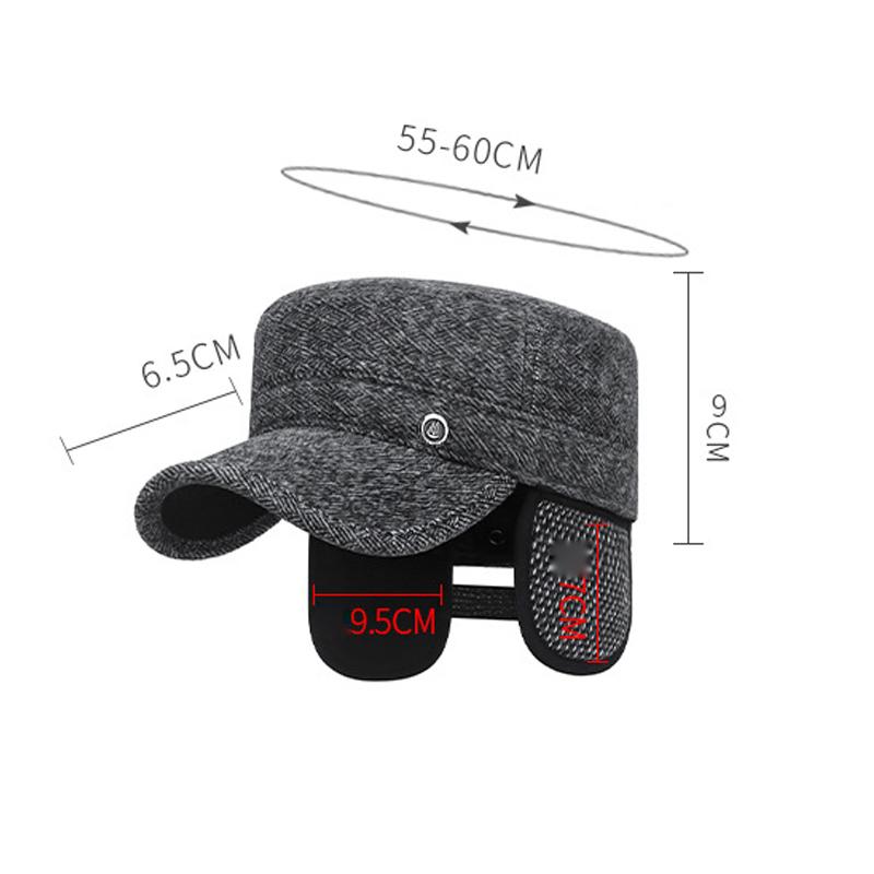 Zimní Pánská Venkovní Teplá Čepice Odolná Proti Chladu pro Středního a Staršího Muže Dědeček Tlustá Ochrana Uší Plochá Bavlněná Čepice