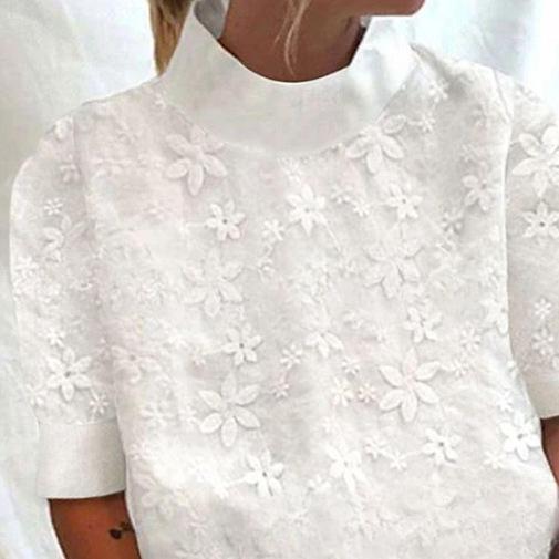 

Новая женская рубашка с вышивкой на лацканах и короткими рукавами 4XL белый