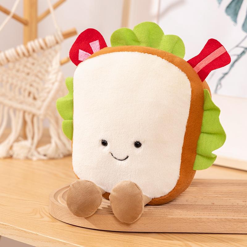Cartoon Egg Plush Toy Expression Food Bread Toast Series Breakfast Doll Fun Decoration Pillow Baby Soothing Doll Gift