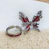 2Pcs Fashion Metal  Butterfly Open Rings Adjustable Gothic Finger Rings Statement Jewelry Simple Knuckles Rings