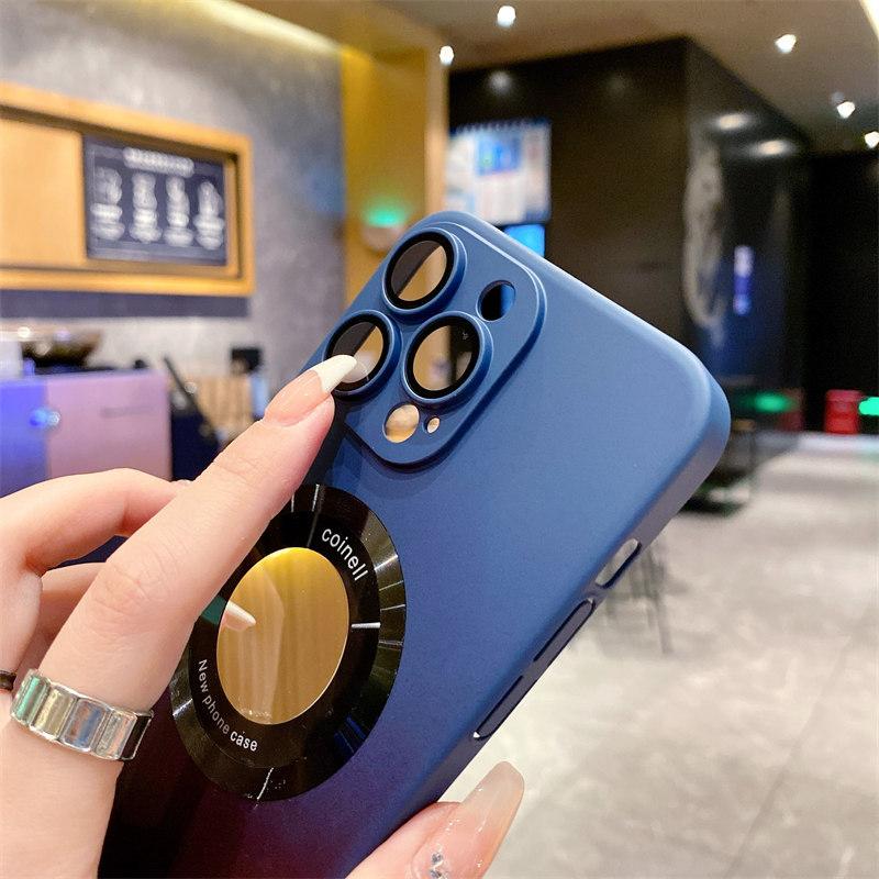 Luxury Two-color Gradient Hollowed Out Magnetic Suction Wireless Charging Case Suitable for iPhone 14 13 12 11 Pro Max Anti-fall Cases