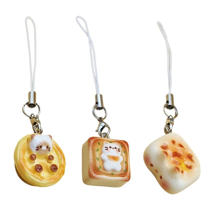 Japanese Styles Lovely Cats Bread Keychains Fashion Accessory Portable for Bags Phones and Gifts Ideas Casual Wear