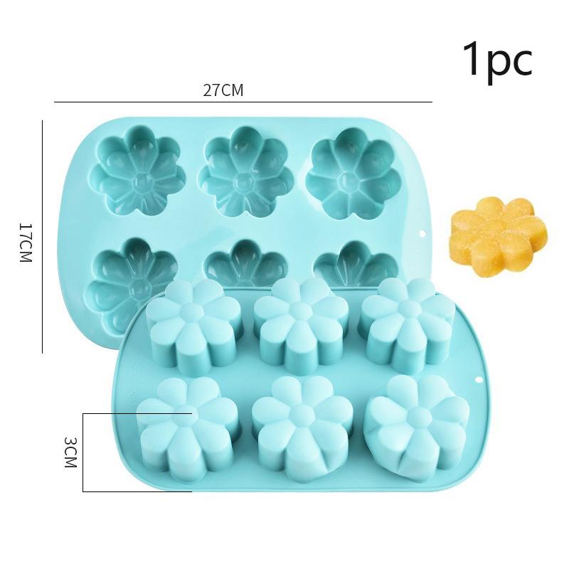 6-Hole Silicone Cake Mold, Heart-Shaped Silicone Mold, Diy Cake And Chocolate Baking Tool, Ice Cube Mold.