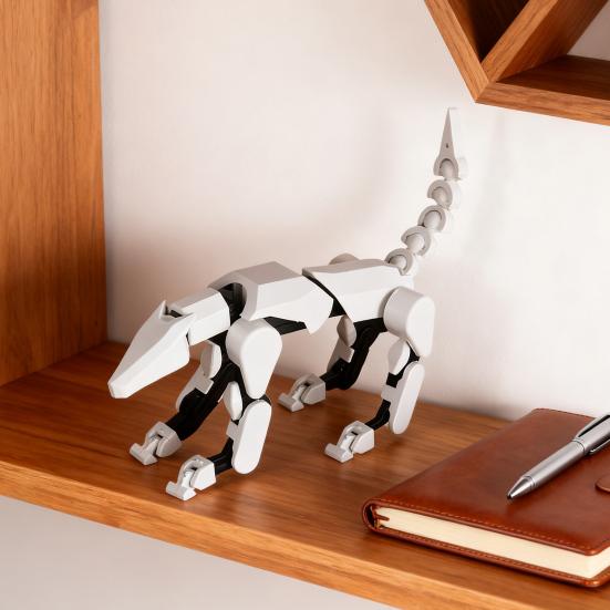 1/5Pcs 3D Printed Robot Dog Figurine Movable Joints Puppy Figure Articulated Animal Model Fidget Toy Home Office Desktop Decoration Ornament