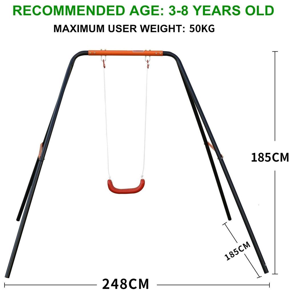 Single-Person Metal Swing, Robust Steel Frame, Thick Blow-moulded Seat, for Garden / Outdoor Use