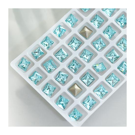 1 Pair 3D Rhinestone Nail Art Charm Light Sea Blue Geometric Faux Crystal Nail Design Jewelry DIY Crafts Nail Decoration