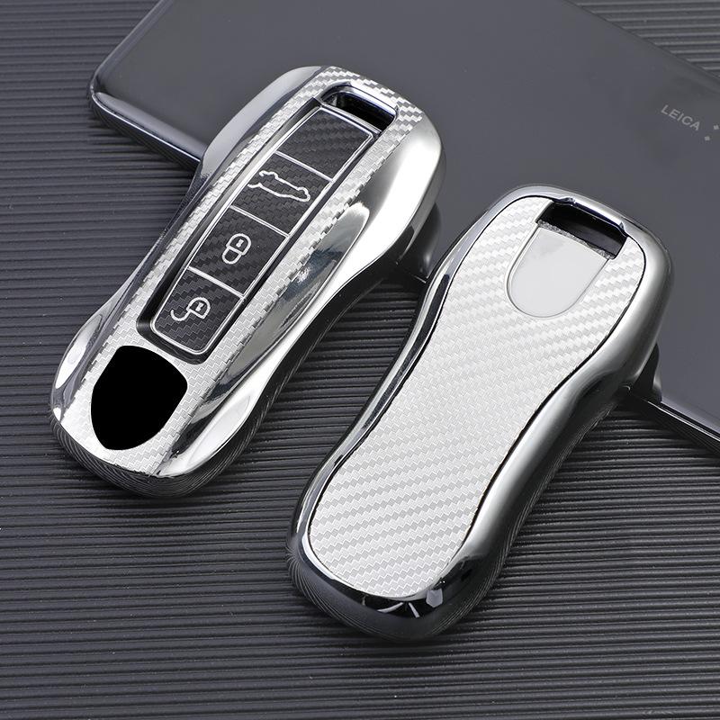 Корпус ключа Porsche для Macan, Cayenne, 718, Panamera - Модификация крышки ключа и цепочки серебряный