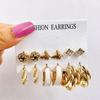 French Retro Pearl Circle Stud Earring Set - 6 Pieces for Women