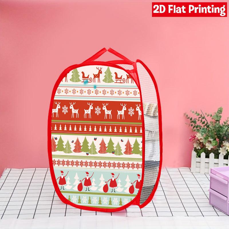 1Pcs Christmas Red Black Plaid Snowman Pop-Up Laundry Hamper Expandable Mesh Hamper Basket for Room Bedroom Bathroom Organization Contemporary Storage