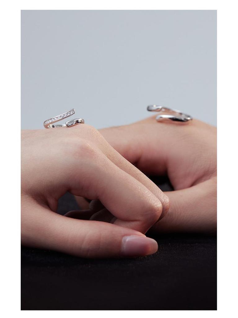 Banyan Tree S925 Silver Mobius Couple Rings - Korean Geometric Design