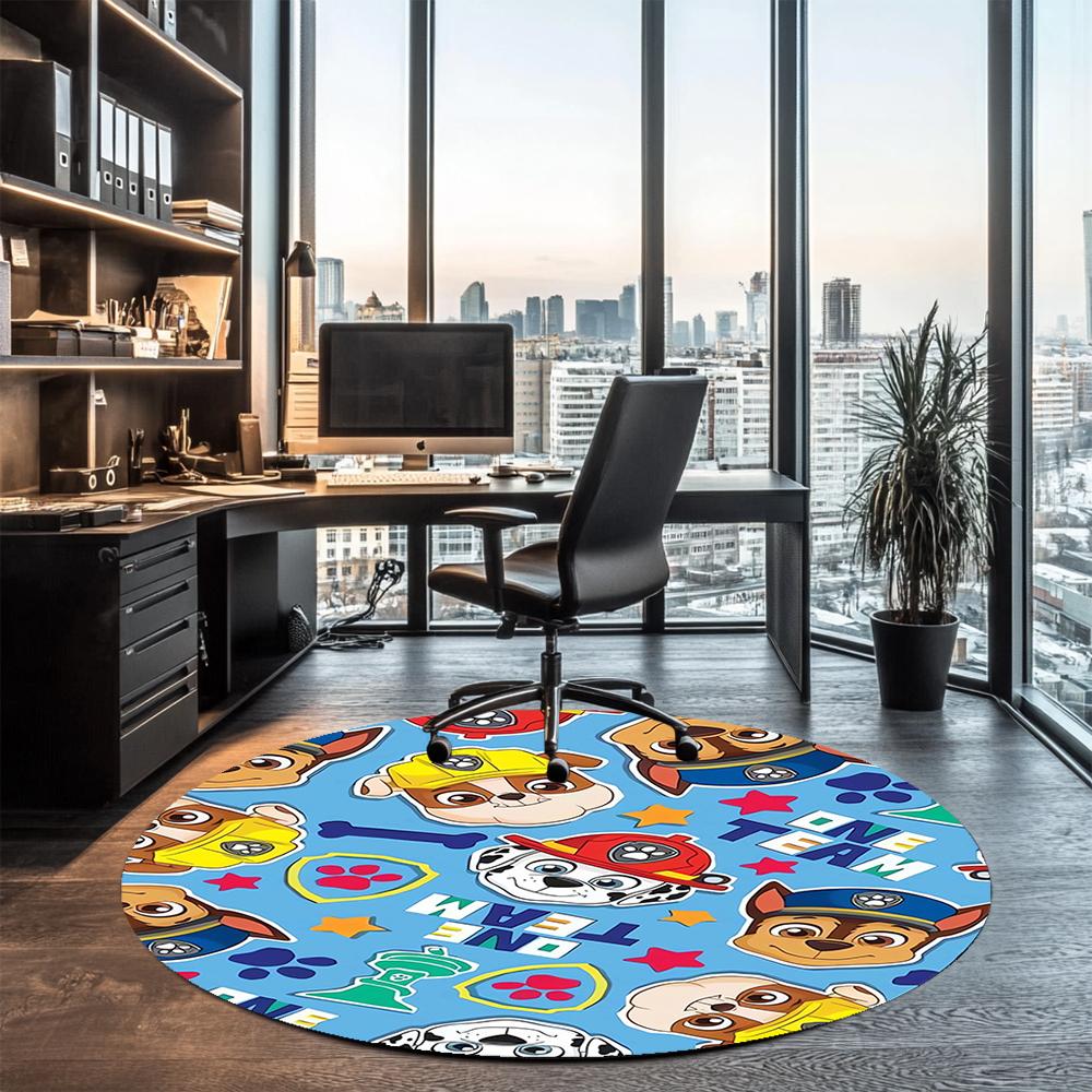 PAW Patrol Printed Round Rug Carpet Chair Rug Area Rug Entryway Doormats,for Office Chair Living Room Bedroom Kitchen Room.