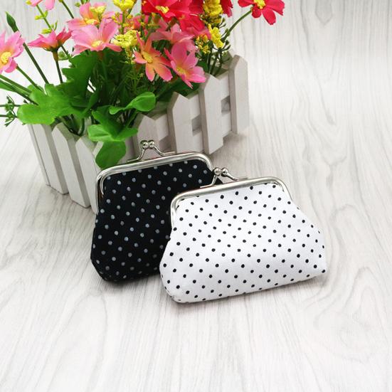 Women Coin Purse, Polka Dot Printing Mini Lightweight Pouch, Pocket Size Kiss Lock Coin Pouch, for Coins Earrings Hair Ties Small Items