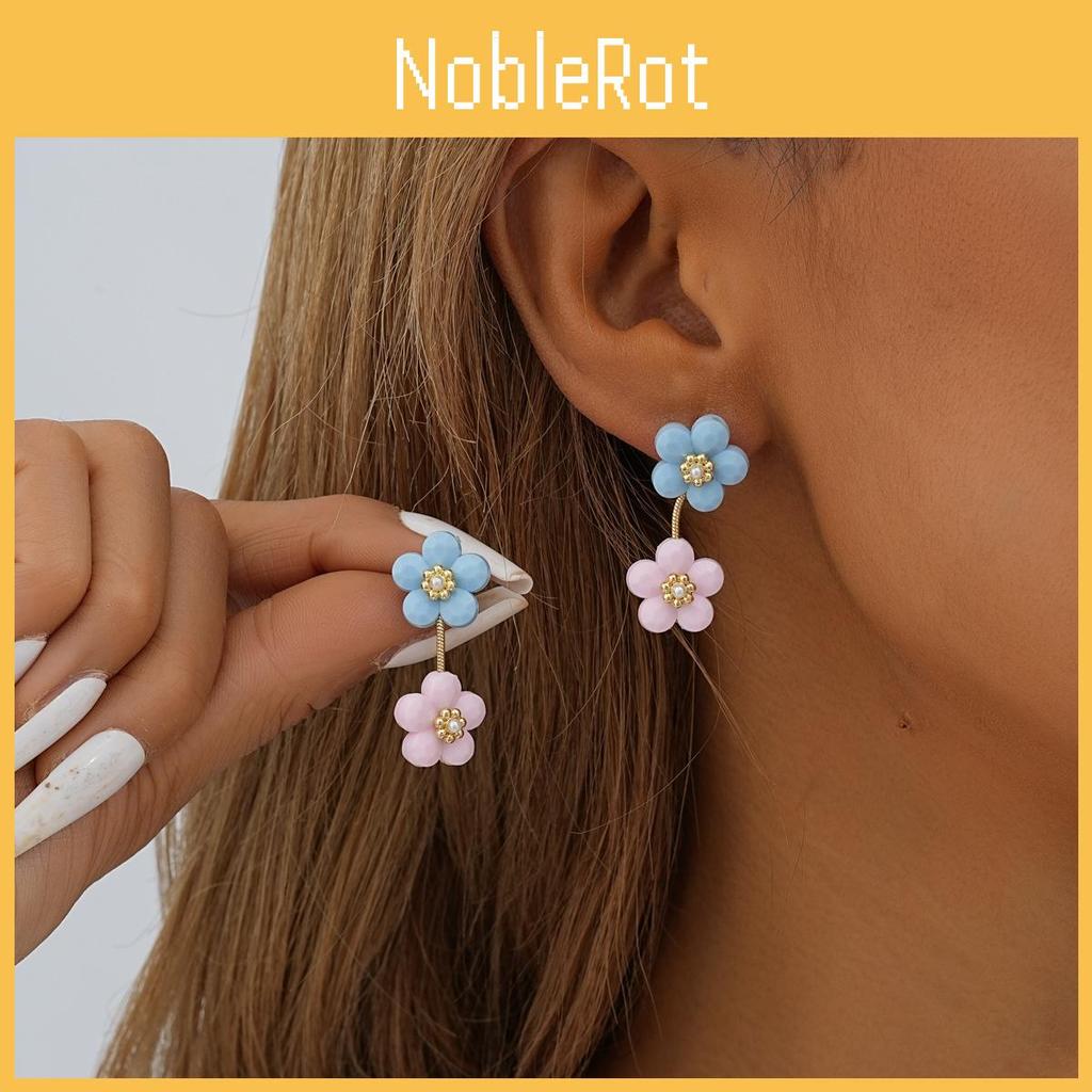 Stylish Resin Floral Stud Earrings Trendy Geometric Design For Women