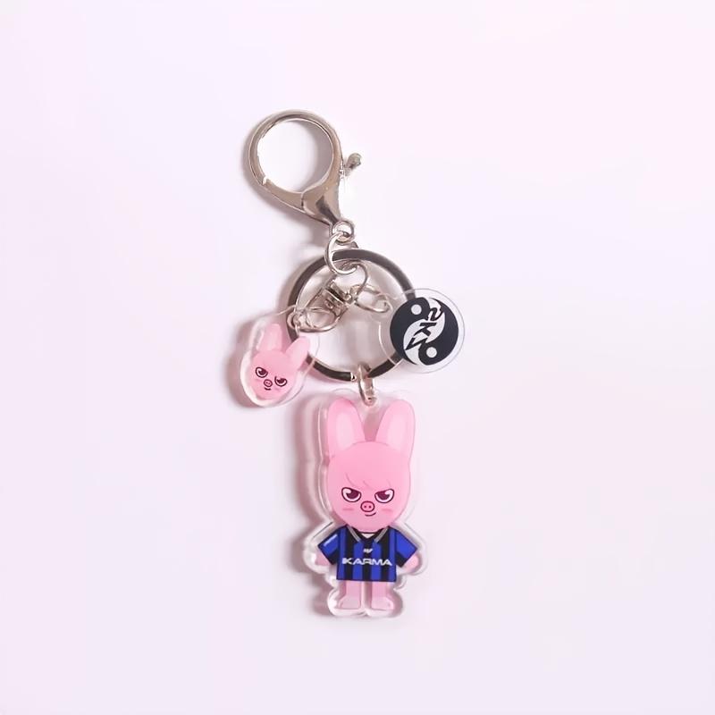 2D Flat SK Theme Keychain, Double-Sided High-Definition Acrylic Key Ring, Composed of 3 High-Quality Pendants, Fashion Bag Charm