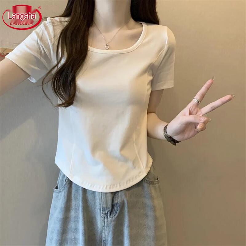 Langsha Women s Plus Size U-Neck Short Sleeve T-Shirt XL