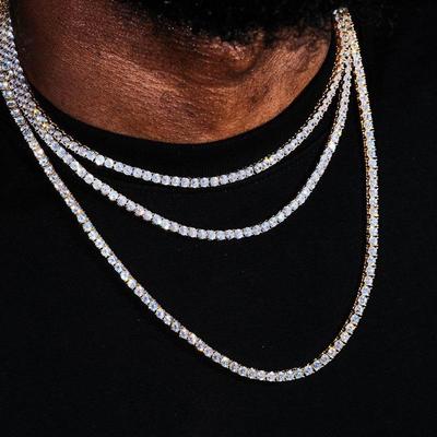 Europäisch-Amerikanische Mode Hip Hop 3mm Zirkon Tennis Ketten Halskette