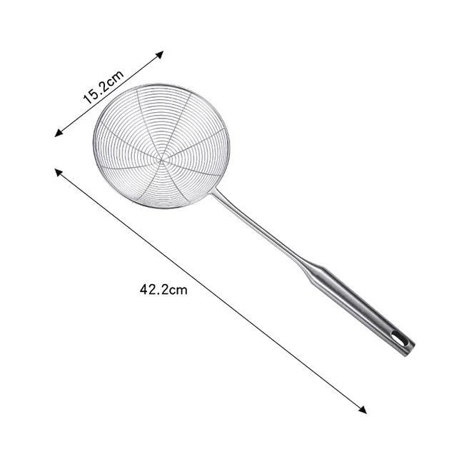 Stainless Steel Kitchen Strainer, Skimmer Ladle for Cooking & Frying, Wire Mesh Spoons with Long Handle