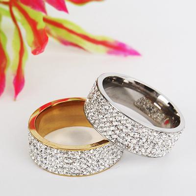 1PC Bijou de Doigt Bagues pour Homme Acier Titane Personnalité Cinq Rangées de Diamants Mode Multicolore