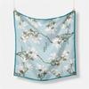 53Cm Twill Silk Scarf Woman Chinese Painting Square Scarves Wraps Bandana Small Hijab Silk Foulards Tie Headband Neckerchief