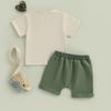 Tenues d'été pour tout-petits Garçons T-shirts à manches courtes imprimé Camion poubelle Lettre Short à taille élastique Ensemble 2 pièces