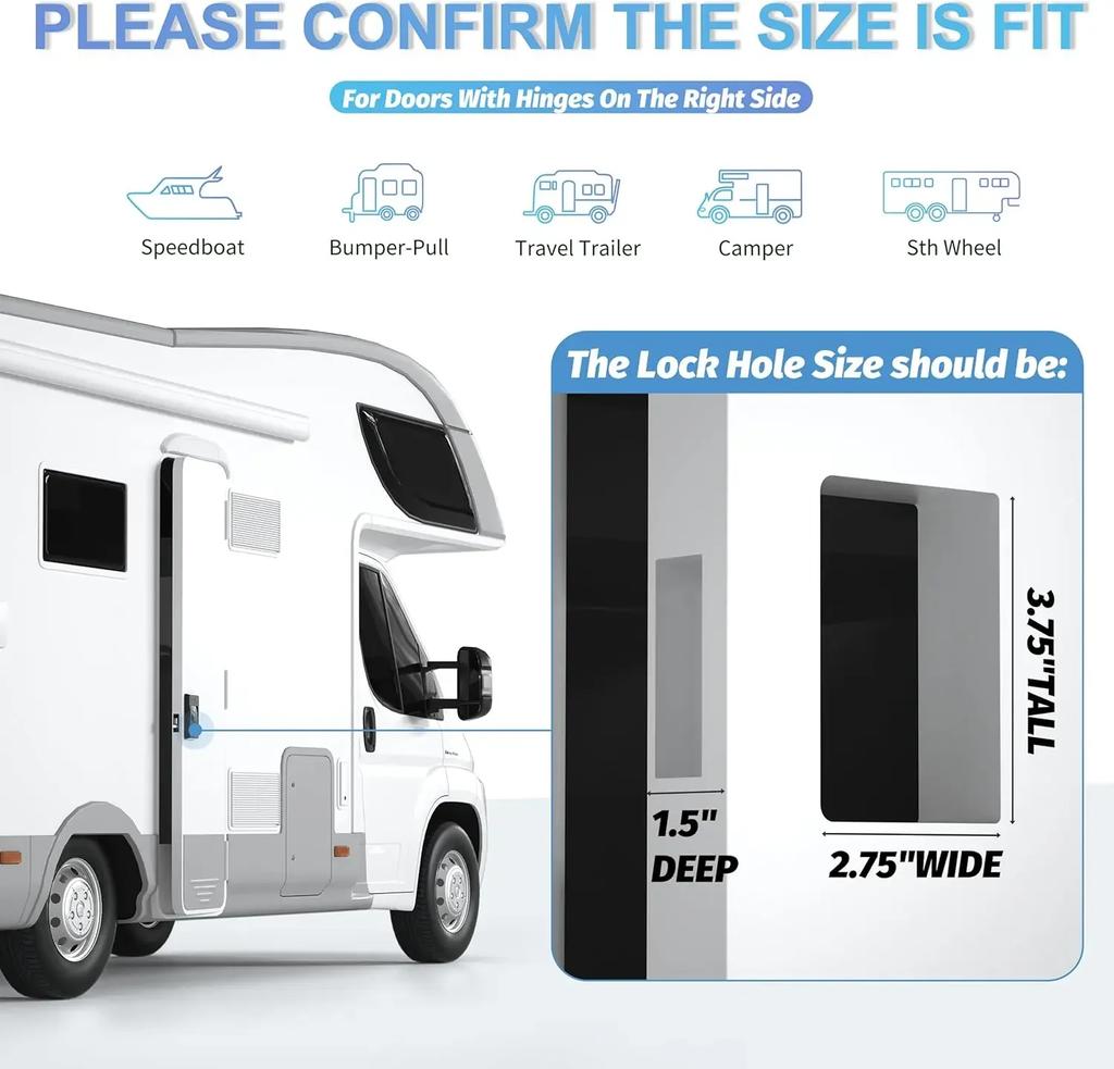RV Lock All Metal Camper Door Lock Portable RV Entry Door Lock with Built-in Deadbolt for Camper Horse Trailer Cargo Hauler