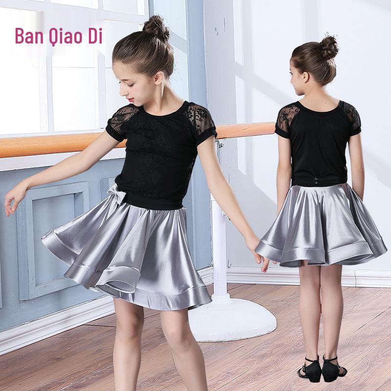 Kids Girls' Lace Swing Skirt Latin Dance Costume for Performance and Practice