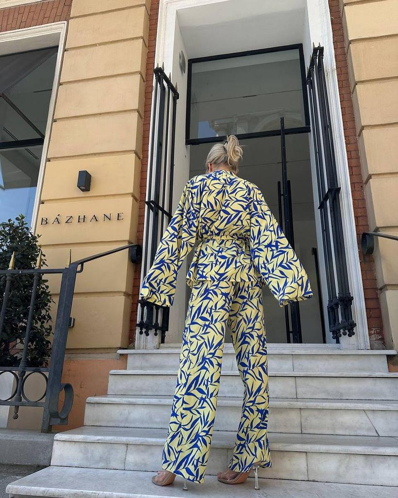 2024 Euro-American Style Autumn/Winter Long Sleeve Stripe Pajama Set - Casual Women's Comfy Pants & Shirt