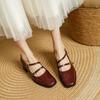 Fashion NEW Spring/Autumn Women Pumps Square Toe Chunky Heel Shoes Genuine Leather Shoes for Women Concise Buckle Strap Mary Janes Shoes