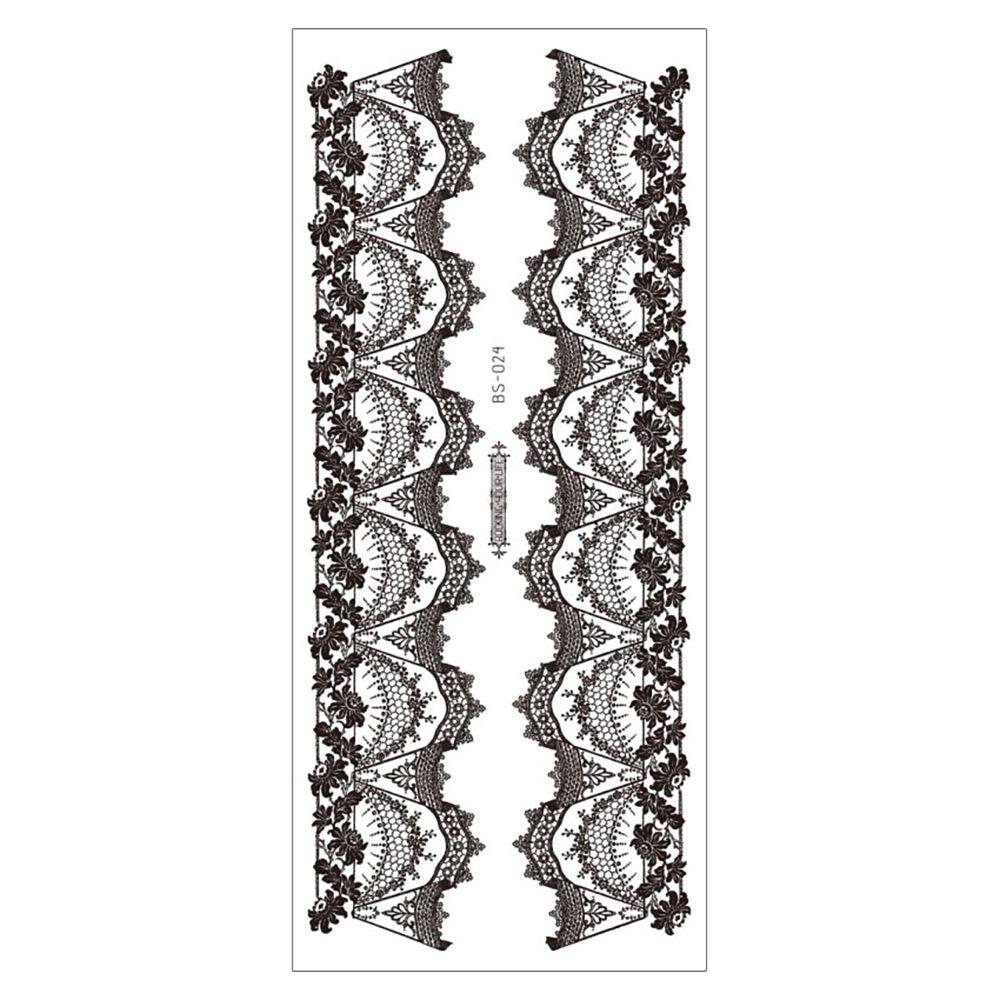 Waterproof Black Lace Thigh Garter Henna Temporary Tattoo Stickers