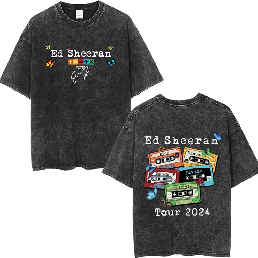 Washed Vintage Ed Sheeran Play Graphic Tshirt Men Women Hip Hop Fashion Pop Music T Shirts Mens Gothic Oversized Streetwear