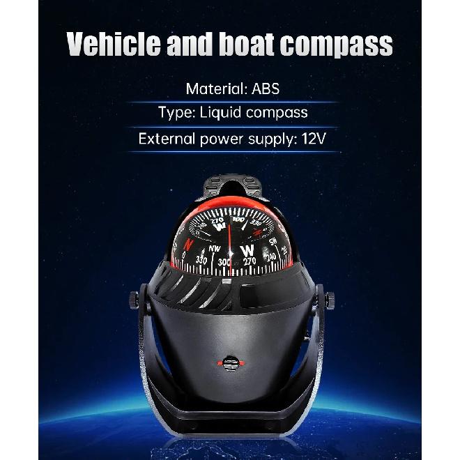 AD Waterproof Compass With Electronic LED Light Nautical Sea Pivoting Marine Boat Compass For Marine Navigation Positioning