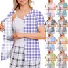 Women's Post-operative Short-sleeved  Color Shirt With Four Pockets