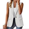 JPNTKY Women's Vintage Casual Solid Color Print Sleeveless POLO Neck Jackets & Coats