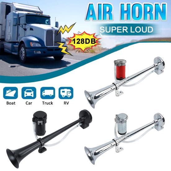 7-Inch Single Trumpet Air Horn Zinc Alloy 12V/24V 128dB Loud Sound