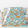 Cute Corgi Blanket Puppy Pattern Blanket Soft Flannel Blanket for Children Adult Gift Blanket