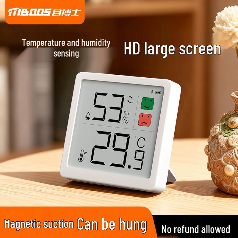 Smart Indoor Digital Thermometer & Hygrometer with High-Precision Display for Baby Room, Compatible with Mijia App