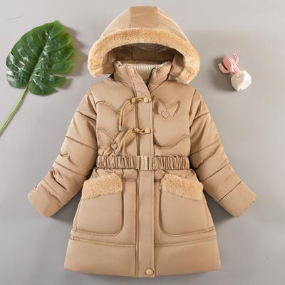Winter Jacket For Girls Winter Coat Thick Cotton Wadded Hooded Outerwear Parka Children's Winter Jackets Fashion Belt