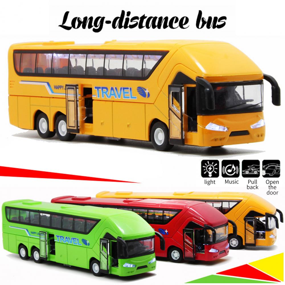 Autobus da viaggio urbano pressofuso in scala 1/50 di colore verde con luce sonora tirata indietro