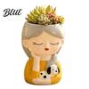 Resin Desktop Ornament Cute Head Planter Succulent Little Girl Flower Pot Human Flowerpot for Plants Face Cactus Container Bonsai Holder