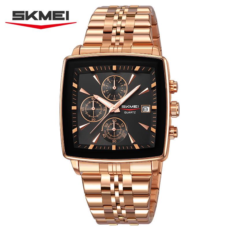 Shike Mei Men's Multifunctional Chronograph Watch - Waterproof, Luminous, Calendar, Steel Strap.