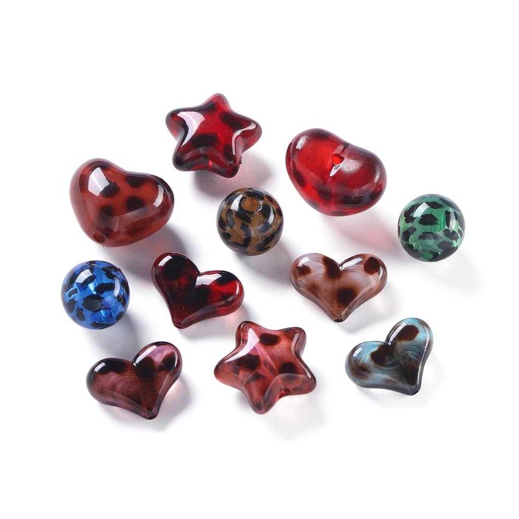 2pcs 15.5mm Acrylic Round Shaped Beads Leopard Print Spacer Loose Beads for DIY Bracelets Earrings Jewelry Making Accessories