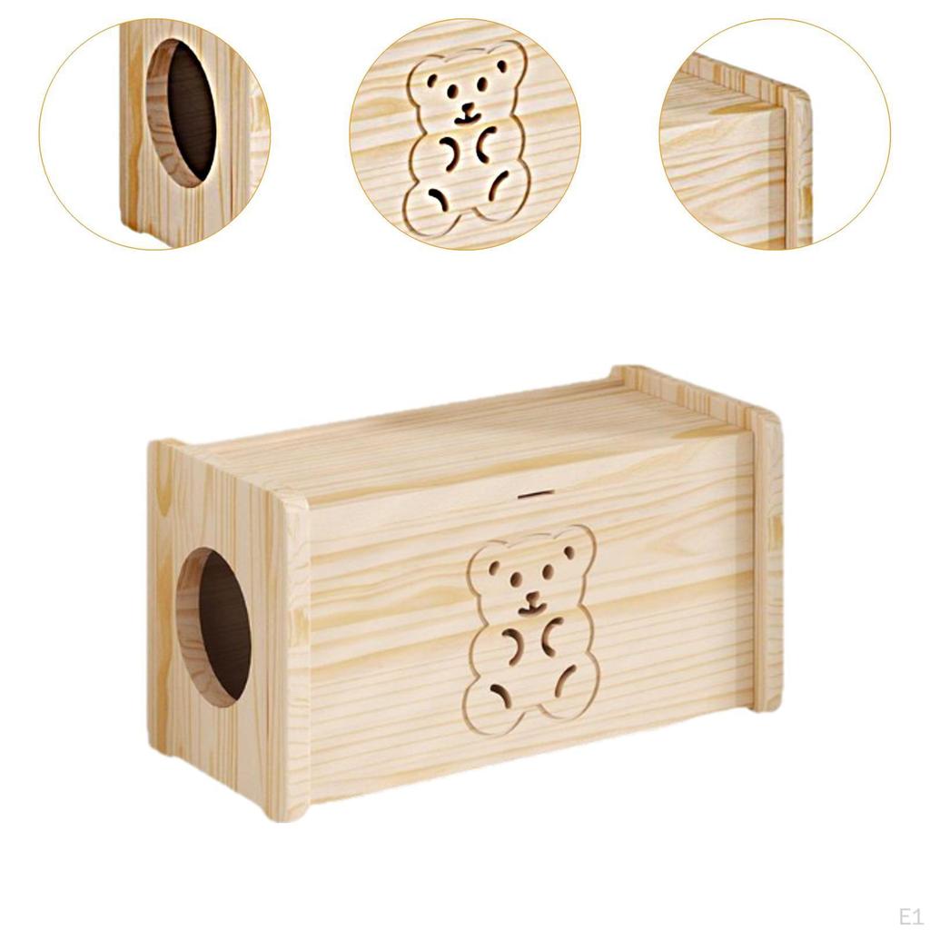 Cable Management Box for Home and Office 12.99x6.3x7.09" Dustproof Wooden Cord Organizer
