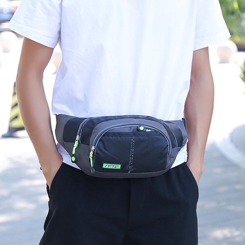 Men's Waist Bag Canvas Bag Large Capacity Water Ripple Chest Bag Sports Phone Bags Fashion Multi-functional Outdoor Waterproof Bum Bag