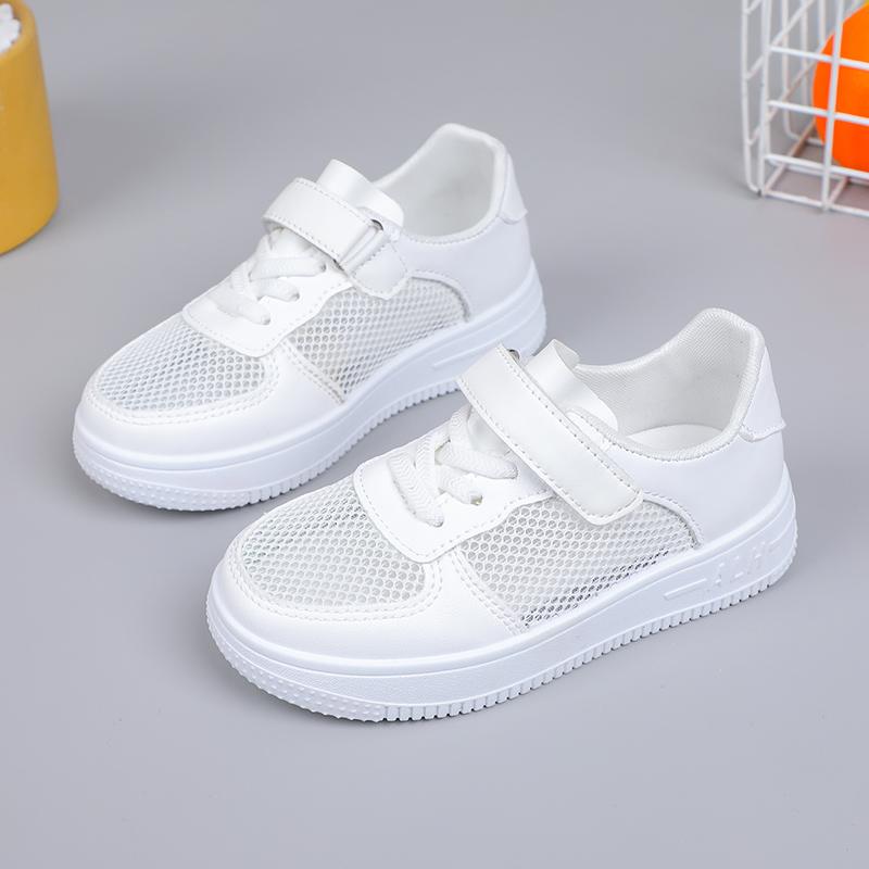 Tenisowe trampki dziecięce letnie nowe chłopięce dziewczęce buty sportowe codzienne buty deskorolkowe siatkowe oddychające miękkie podeszwy dziecięce małe białe buty